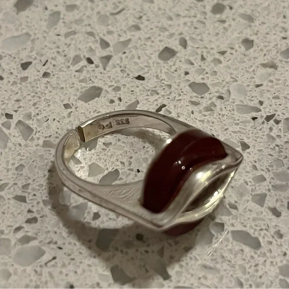 Vintage .925 Ring & Necklace set w/ Carnelian reminds me of Cartier *marked - Picture 11 of 13